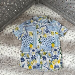 J.Crew CrewCuts tropical button up shirt boys size 4 beach pool party resortwear